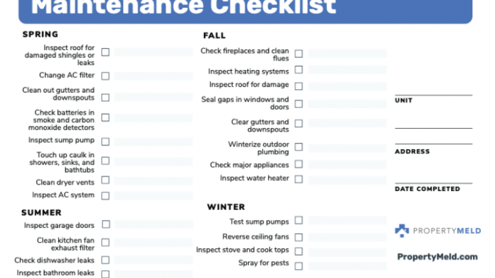 Printable Preventative Maintenance Checklist Template